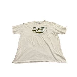 Vtg Yazbek White Fishes Puerto Vallarta Mexico Short Sleeve T Shirt Size XL